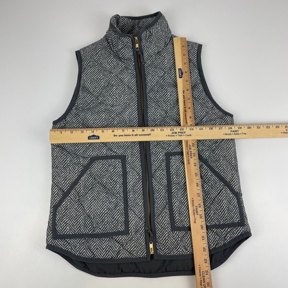 J Crew Women's Size S Full Zip Puffer Down Vest Herringbone Print *Read Desc - Picture 4 of 6